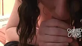 5'1 tall 110lb teen 18+ with perky titties sucking a big cock 😏