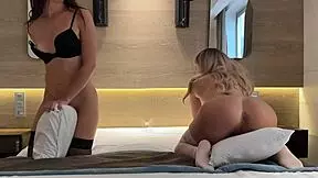 two girlfriends blonde and brunette get squirt