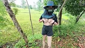 thai girl walking and showing pussy on roadside with clear thai voice