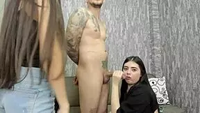 Stepmom teaches deepthroat to her stepdaughter.