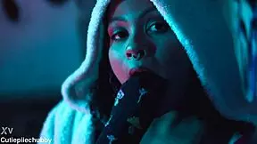 ebony bbw and petite tattooed girlfriend in lesbian feet worship session