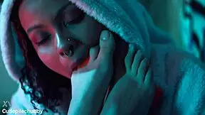 ebony bbw and petite tattooed girlfriend in lesbian feet worship session