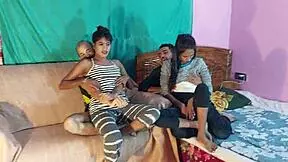 Foursome Interracial Party with Desi Girls and Boyfriends