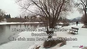 Old Guy Seduces Curvy Teen in Snow for Outdoor Fuck