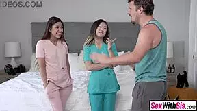 Petite Latina Teen Stepsis And Slutty Asian Bestie Fuck Stepbro Hard