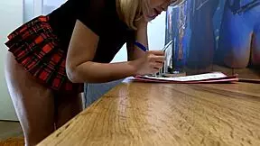 Want to see this hot blonde flash her thick ass under her miniskirt?