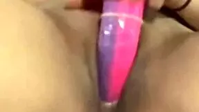playing with my tiny tight pussy using dildo toys for pleasure