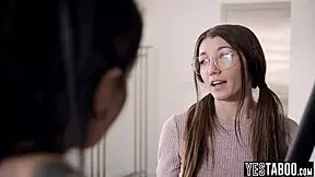 NERDY LESBIAN TEEN MANIPULATES AND FUCKS HER MILF STEPSISTERS GF!