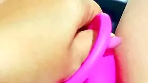 pretty girl fingering pink pussy in the office bathroom?