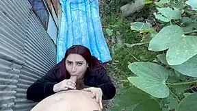 can you handle this redhead bombshell getting pounded in the woods