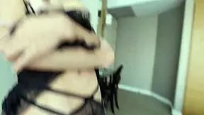 Wow, dazzling ladyboy in black lingerie sucks my cock!