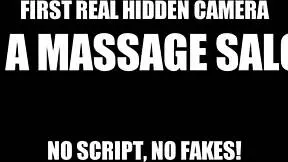 Young sexy European teen blows and fucks on massage table 😈