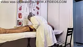 the patient couldn't hold back and got hard right in front of the nurse during the checkup