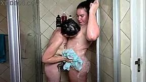 mature and young 18+ lesbians having a pleasurable soapy shower