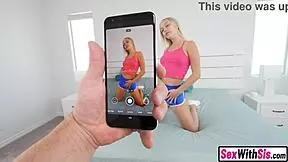 Petite blonde teen stepsister records porno with big dick stepbro, oh man it's so hot