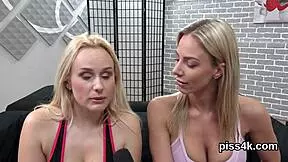 fervent lesbo teen 18+s get sprayed with urine and squirt wet cunts