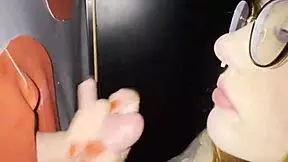 Glory hole surprise: dude nearly bursts watching her deepthroat skills