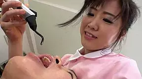 japanese dentist in pantyhose... ever wonder if she'll tease and ride that old client's cock bent over in uncensored creampie?