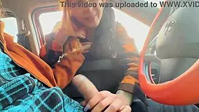 Stranger Redhead Babe Catches Public Car Dick Flash Shows Boobs Jerks Me Off