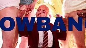 that naughty student desperately slurps anonymous cock at milking station