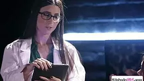 Doctor and Assistant Spread Petite Lesbian Patient's Legs for Intense Pussy Licking Session