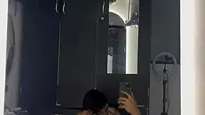 latina neighbor saw video and joined bathroom mirror play session