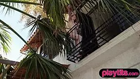 Slender Redhead MILF Rips Lingerie Off Perky Small Tits