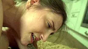 Teen Funky Town Rides Cock Hard On Kitchen Carpet Close-Up