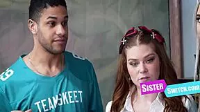 swapping my teen step sis uniform for friend's cheerleader stepsis in hot 4some fuck