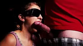 A blind girl cheats in taste game swallowing friend's cum mouthful surprise