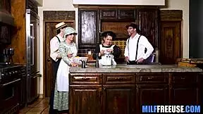 Amish wife surrenders to fingering and blowjob while husband watches helplessly