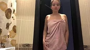 hey watch this young euro babe soap up her small tits and shaved pussy while masturbating in the shower