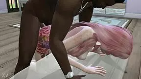 A cute young white amateur couple plays a naughty game where her tight ass gets wrecked by a massive black cock creampie