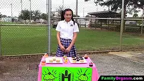 step bro stacks lil school sis bareback after cupcakes 😈 pigtails bouncing small tits out 👅