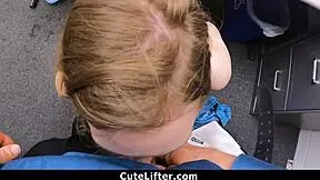 the beautiful young thief with small tits gets caught stealing and dominated hard by the guard's monster cock in punishment pov