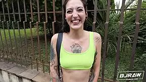 Brisen models her skinny body then DEEPTHROATS monster cock for FACIAL finish