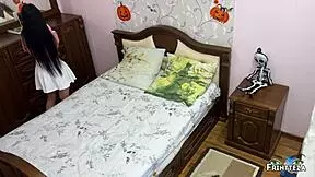 Stepmom and Stepson Share Bed for Unexpected Halloween Oral Creampie!