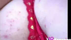 this young cutie ana fey strips topless with cards teasing her natural tits