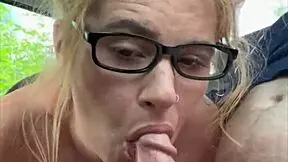 Streetwalker glasses slut deepthroats cock swallows cum after bareback load