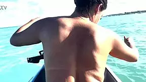 she gets her pussy licked hard while out at sea on the beach
