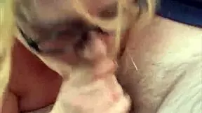 Streetwalker glasses slut deepthroats cock swallows cum after bareback load