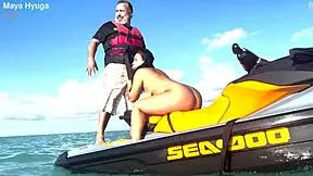 she gets her pussy licked hard while out at sea on the beach