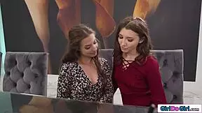 gf rubs pussy on gf during work call at girldogirl com