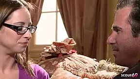 i uh tricked this slim shy glasses virgin stepdaughter into takin my big dick... she gagged n swallowed cum!!