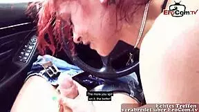 german redhead techno teen slut picked up in berlin car for public fuck