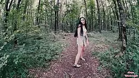 Can This Brunette Slut Handle Monster Cock Sloppy in the Forest?