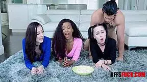 skinny petite teen bffs take rough interracial gangbang pounding