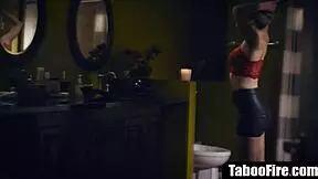 Step-bro worries but cant stop fucking shaved pussy stepsister deepthroat