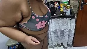 stepmom's fat tits and big ass fucked hard in kitchen by stepson after party