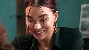 Busty Shemale Emma Rose Pounds College GF's Pussy in Public Cafe Lick Fest!